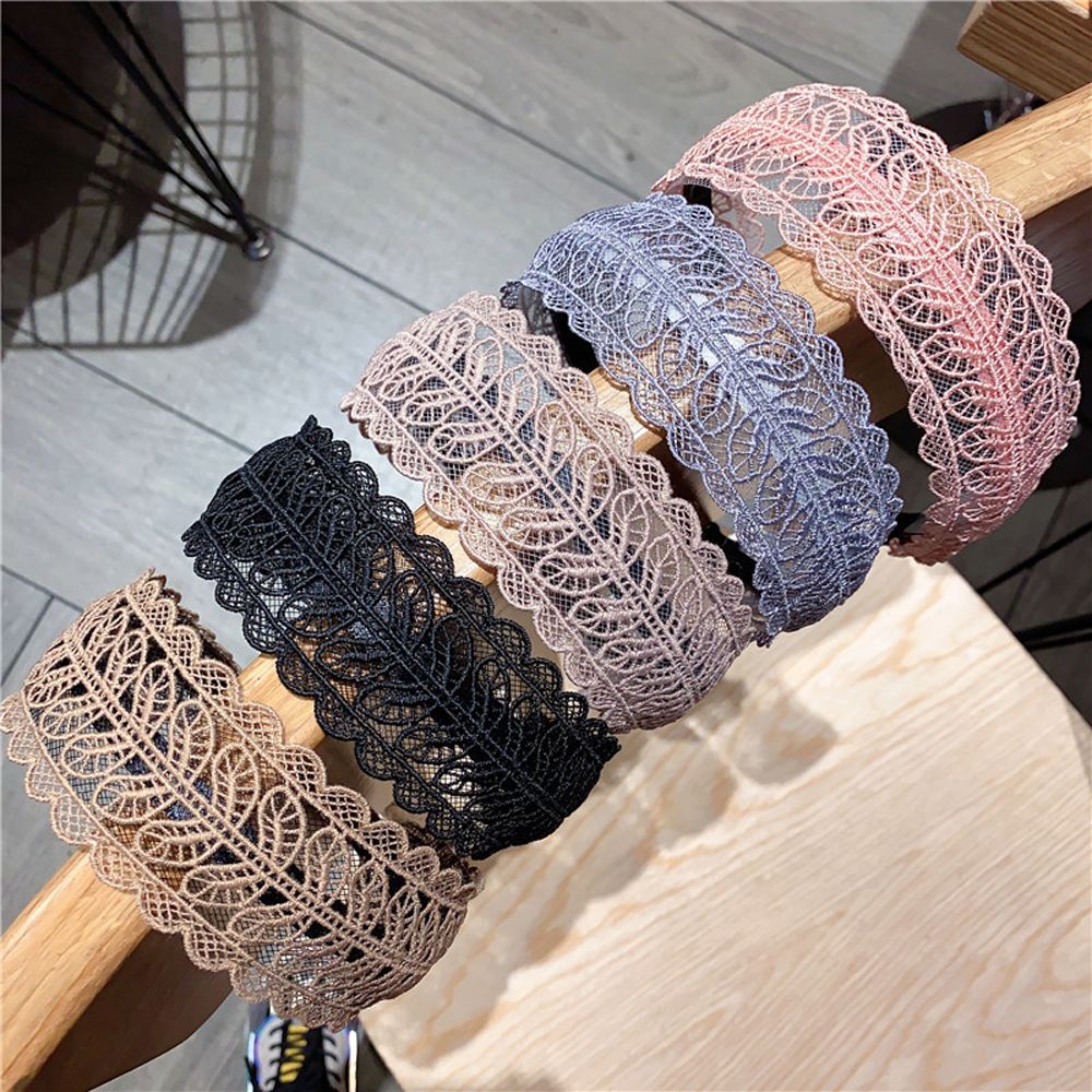 Women'S Vanity Accessories - เรซิ่นอารมณ์ Make up แฟชั่นผู้หญิงอุปกรณ์เสริมผมกว้าง Hairband สไตล์เกาหลีผมสวมใส่ลูกไม้ใบแถบคาดศีรษะ