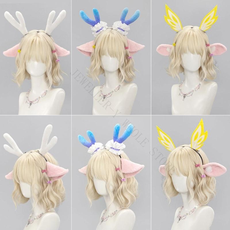 Women Accessories Description - R7UF ที่คาดผมหูกวางตุ๊กตาพร้อมกรอบยืดหยุ่น Bendable ที่คาดผมตกแต่งสำหรับงานปาร์ตี้คริสต์มาสฉลองวันหยุดและ