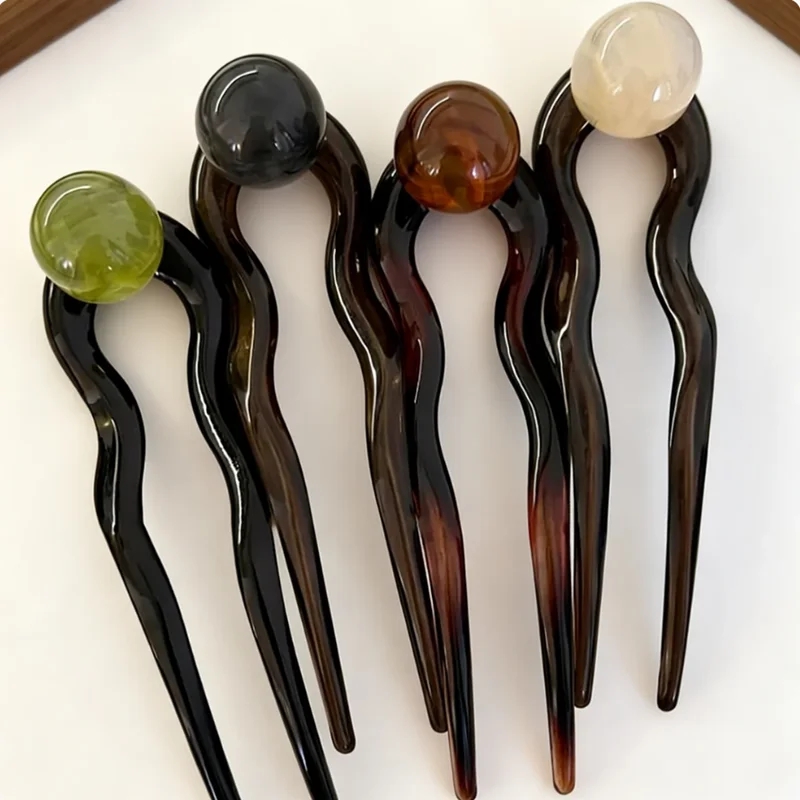 Women Accessories Shop - กิ๊บติดผมรูปตัว U สีแฟชั่นประดับมุก กิ๊บหนีบผมทรงปิ่นปักผมหวานๆ ทันสมัย ทำจากอะคริลิก