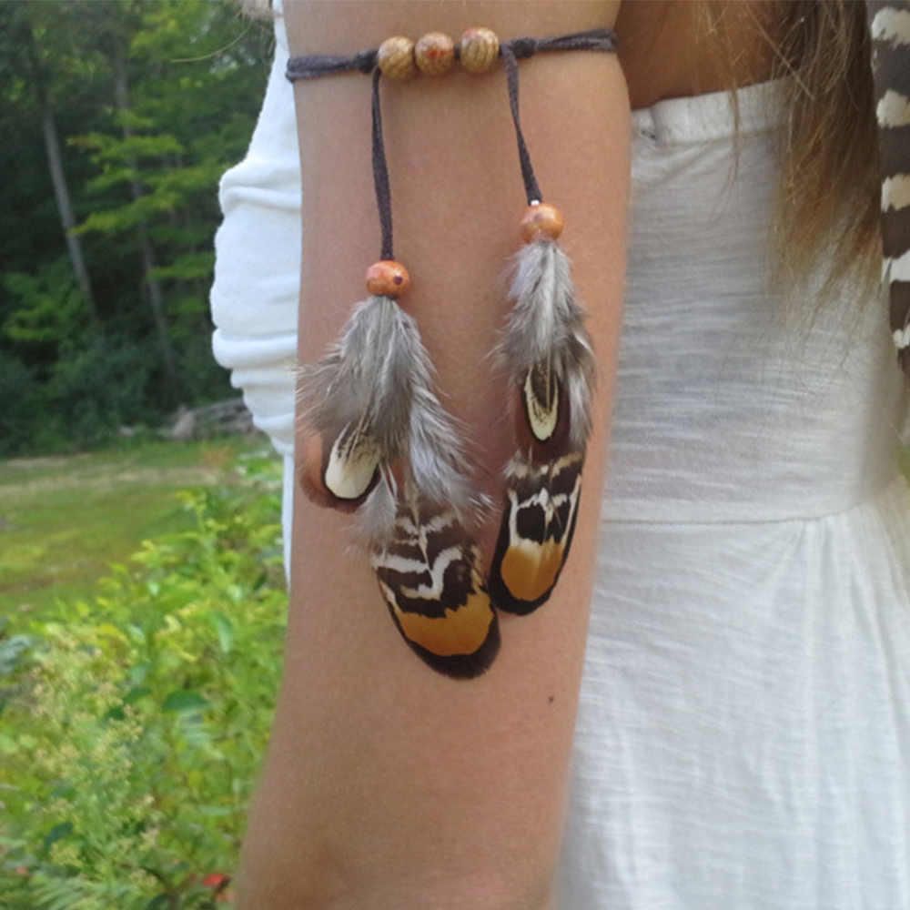 Women Accessories India - ยิปซี Hippie เชือก Feather อุปกรณ์เสริมผม TRIBAL