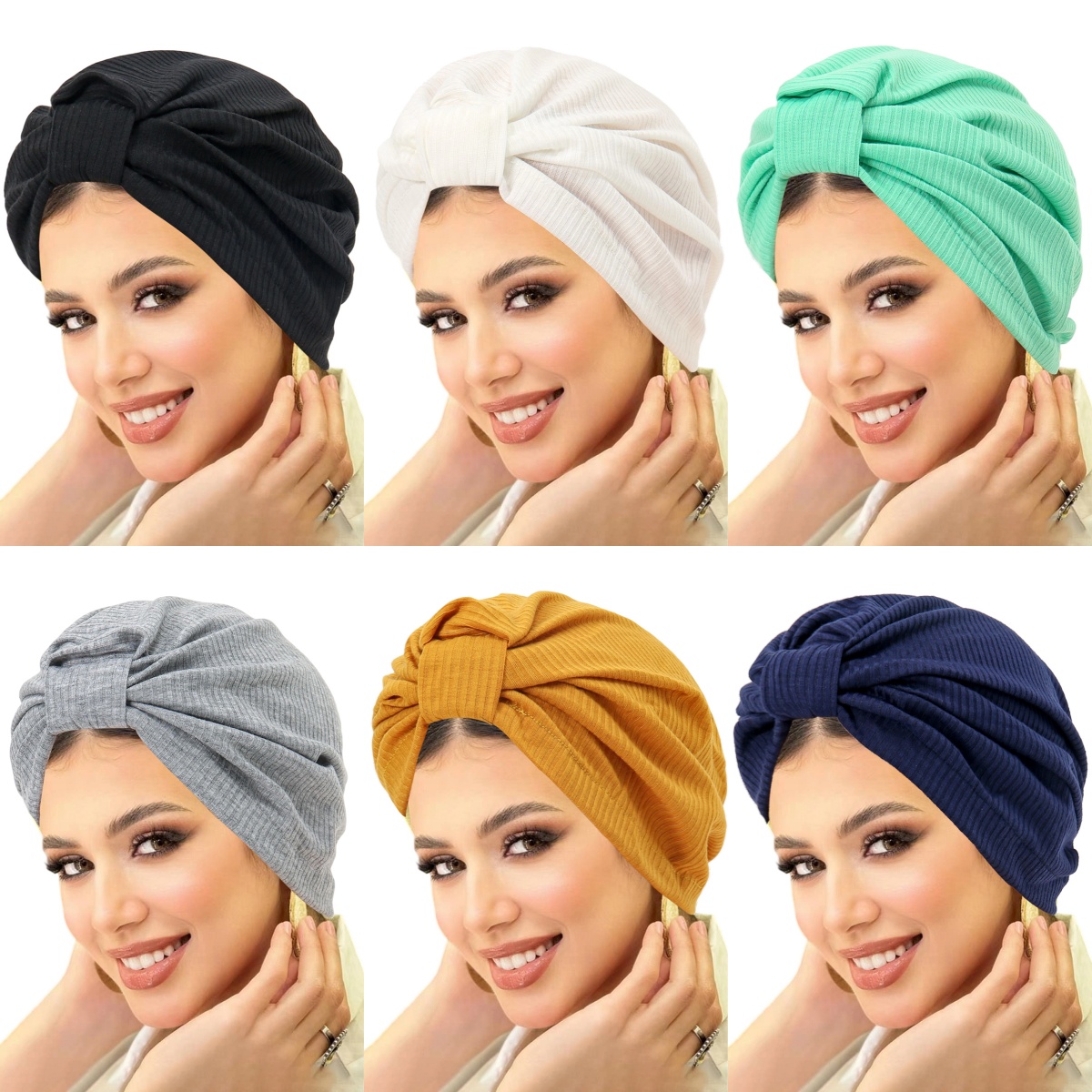 Women Accessories India - ใหม่สีทึบผู้หญิงมุสลิม Hijab หมวกห่อหัวอินเดีย Turban Bonnet แฟชั่น