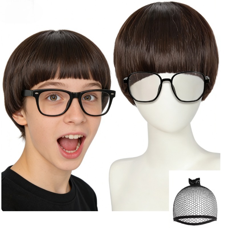 Women'S Accessories In The 60S - วิกผมทรงเห็ดพร้อมหน้าม้า+แว่นตา วิกผมตลกสำหรับผู้ชาย 60s ผู้หญิง วิกผมตรงสังเคราะห์ วิกคอสเพลย์สำหรับผู้ใหญ่