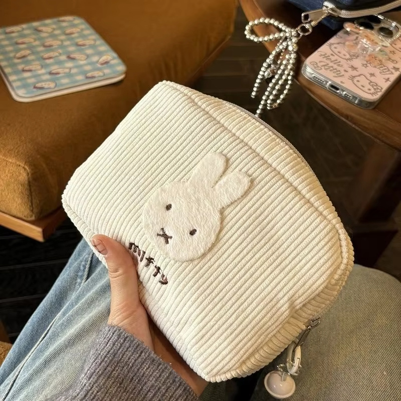 Women'S Vanity Accessories - มิฟฟี่ คาวาอิ คอร์ดดูรอยกระเป๋าเครื่องสำอางความจุขนาดใหญ่กระเป๋าแบบพกพากระเป๋าถือปากกากระเป๋าเหรียญของขวัญของเล่นสำหรับสาว