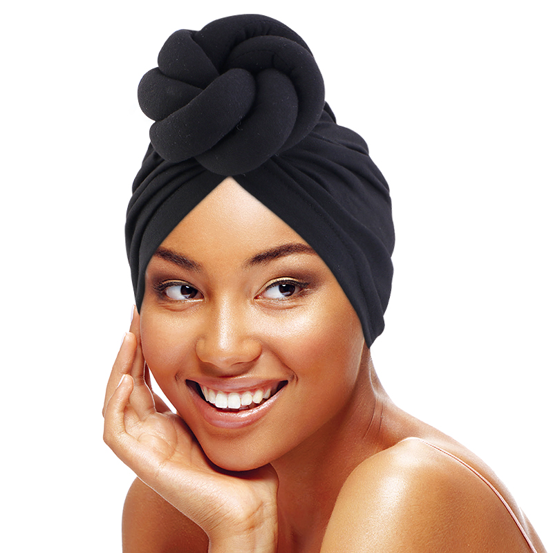 Women Accessories India - ดอกไม้ขนาดใหญ่สายผูกปมผ้าโพกหัว African Twist HeadWrap ยืดมุสลิมสุภาพสตรีเครื่องประดับผมอินเดียหมวก Chemo