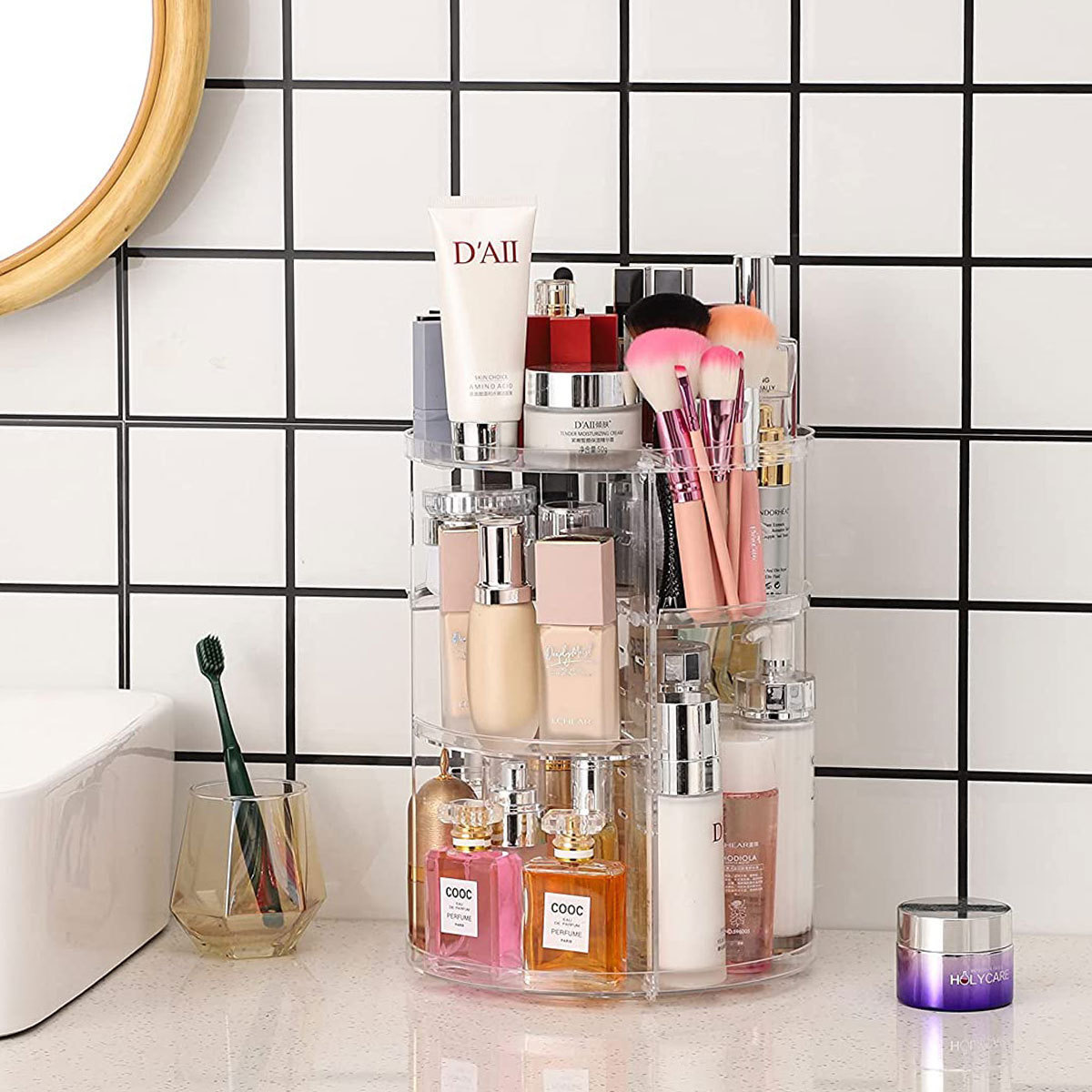 ชั้นวางเครื่องสำอางหมุนได้ 360 - Women Accessories List บทวิจารณ์และราคา