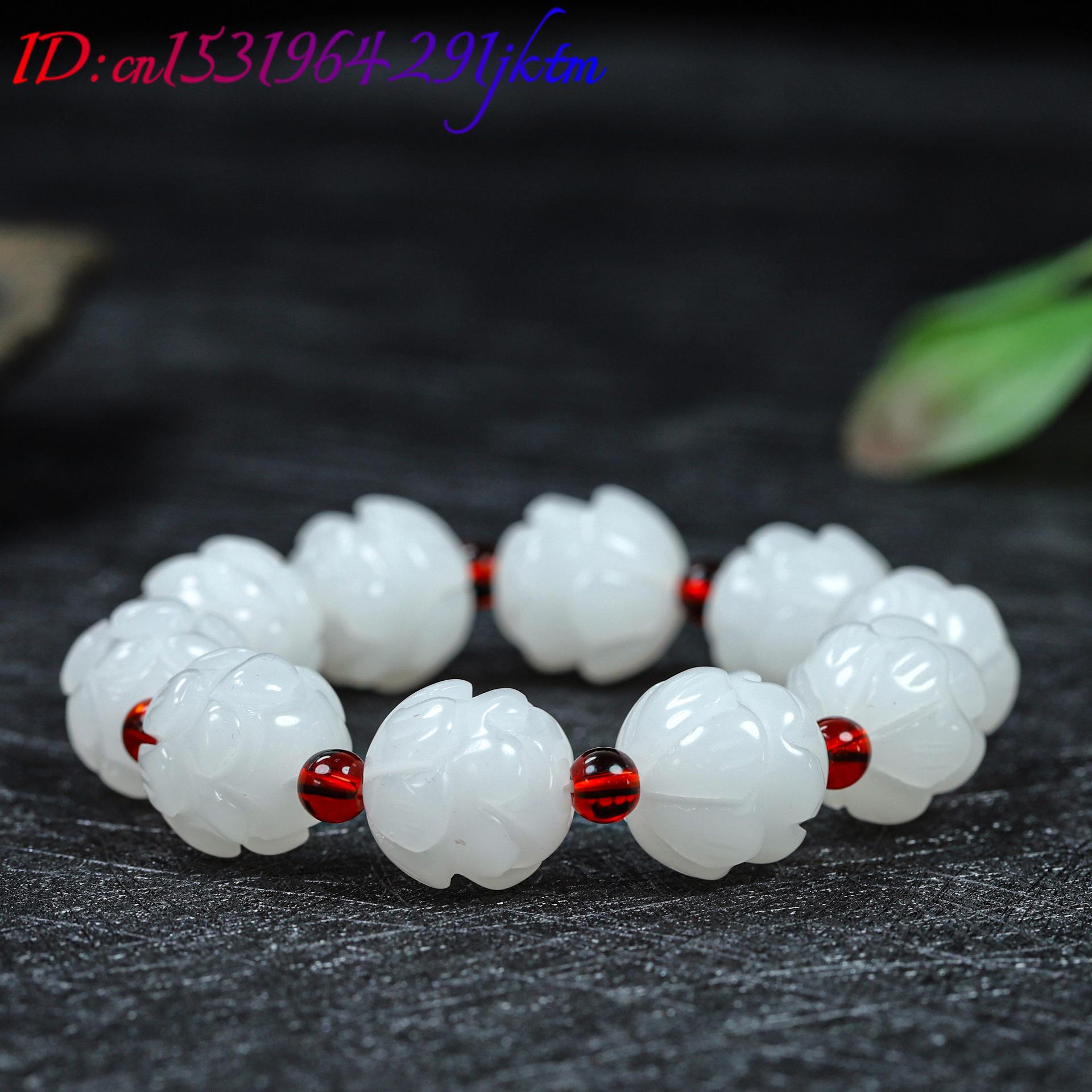 หยกขาวแท้ สร้อยข้อมือลายดอกบัว - Women Accessories For Gift บทวิจารณ์และราคา