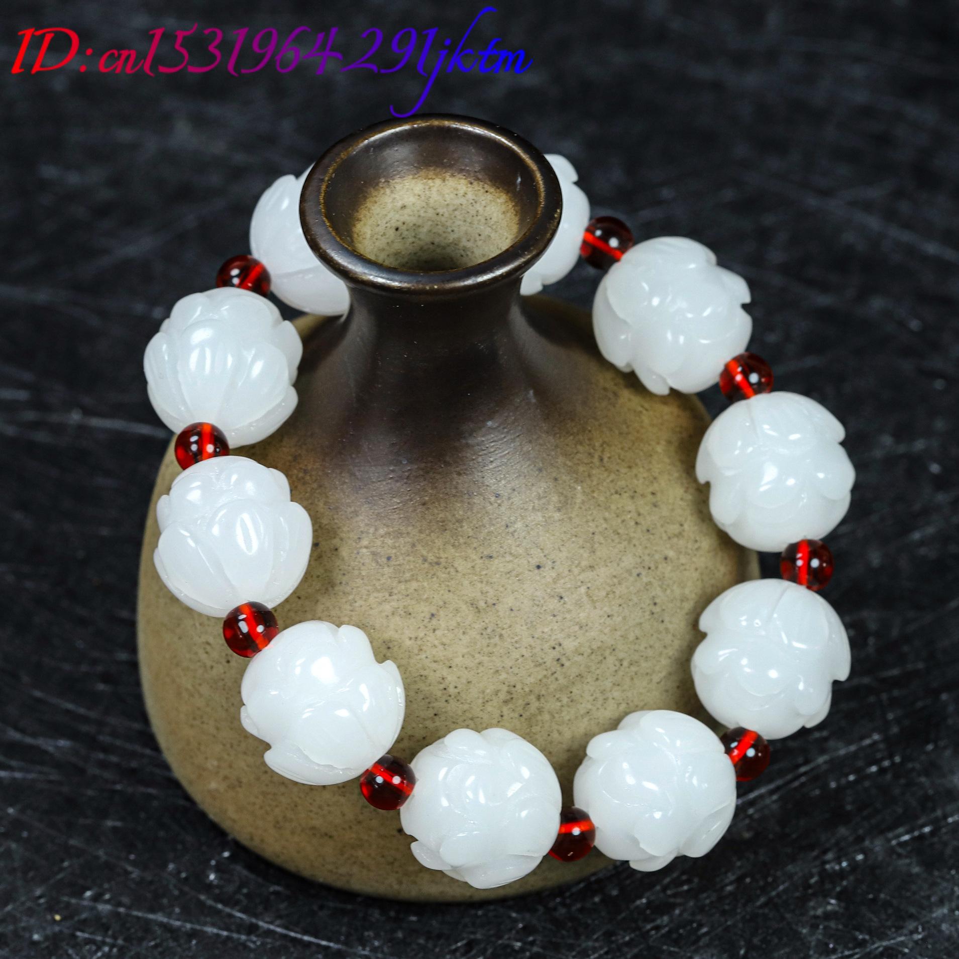 หยกขาวแท้ สร้อยข้อมือลายดอกบัว - Women Accessories For Gift บทวิจารณ์และราคา
