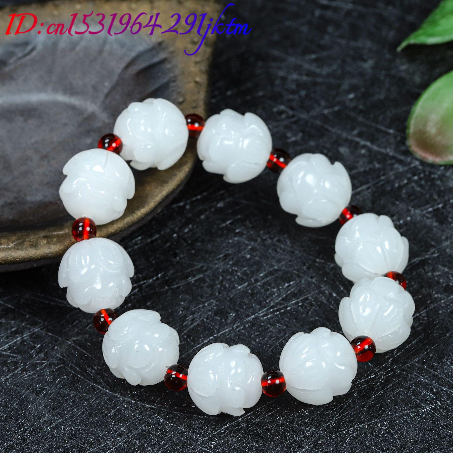 หยกขาวแท้ สร้อยข้อมือลายดอกบัว - Women Accessories For Gift บทวิจารณ์และราคา
