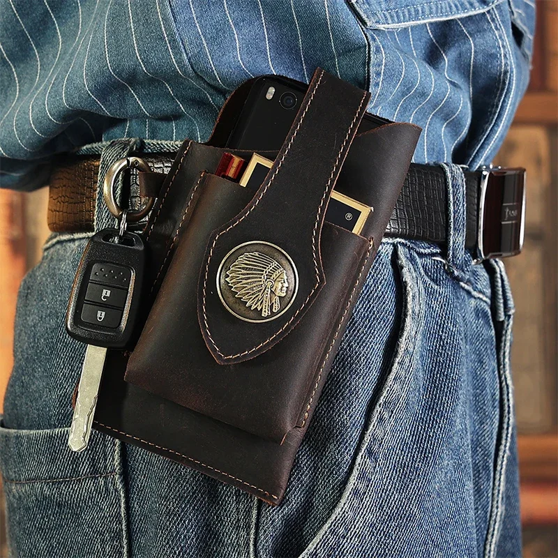บุรุษหนังแท้เอวกระเป๋าโทรศัพท์ - Women Electronic Accessories บทวิจารณ์และราคา